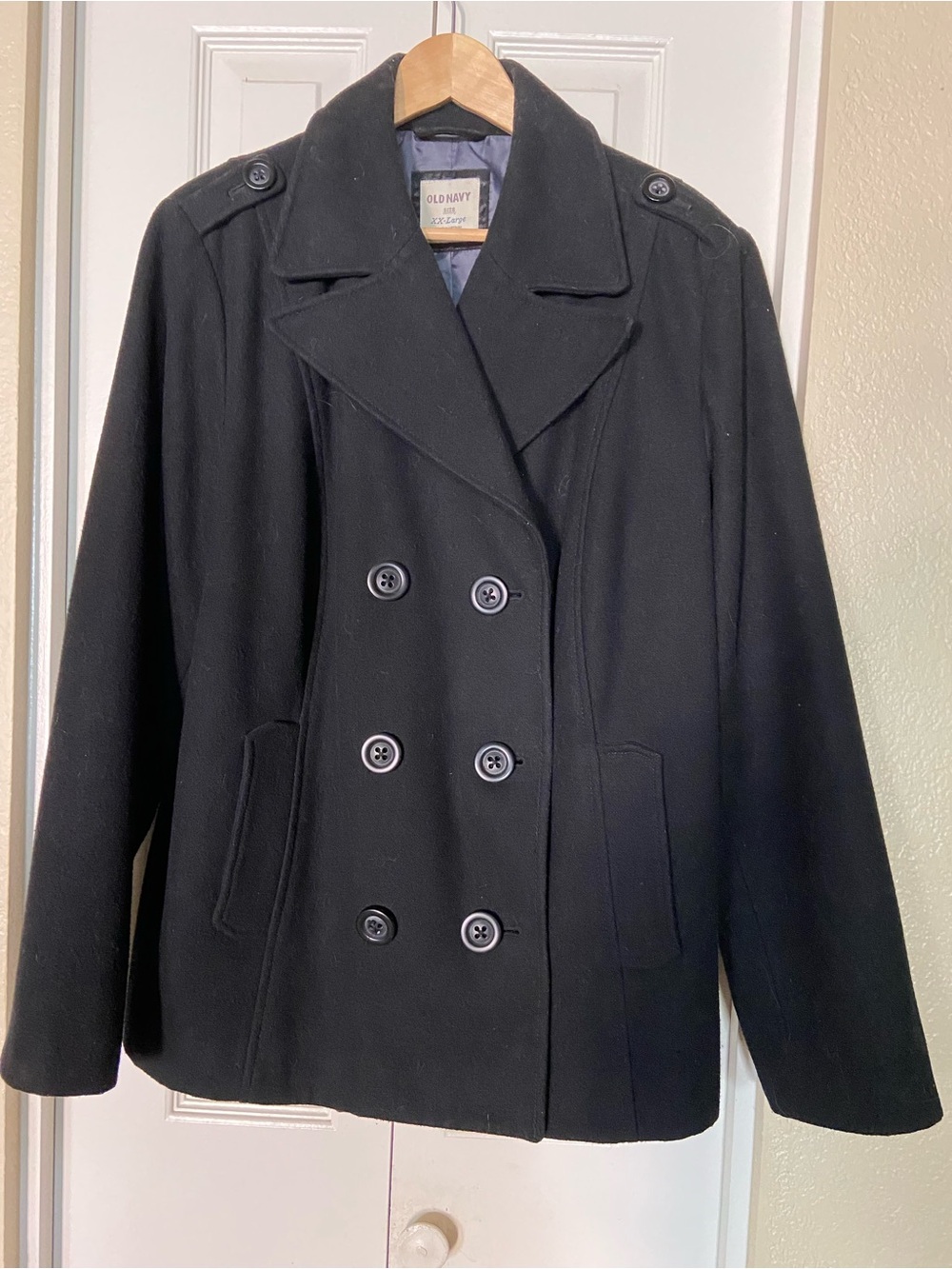 XXL Old Navy black wool blend PeaCoat